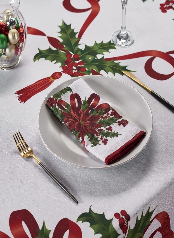 Kadut Christmas Ribbon, Cloth Napkins, (17x17 Inch) Xmas Ribbon Set of 4 Dinner Napkins, Heavy Duty Fabric, Cloth Napkins, for Harvest, Holiday, Fall, Parties & Christmas Dinner. - Image 1